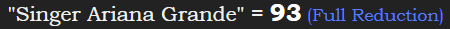 "Singer Ariana Grande" = 93 (Full Reduction)