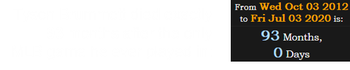 Tyson Brummett died exactly 93 months after the only MLB game he ever played in:
