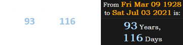 Wanamaker’s death fell 93 years, 116 days before the murders: