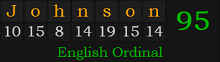 "Johnson" = 95 (English Ordinal)