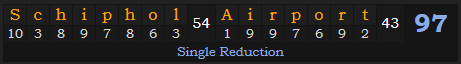 "Schiphol Airport" = 97 (Single Reduction)