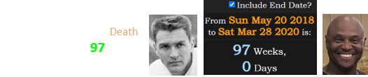 News of McDaniel’s Death broke exactly 97 weeks after Billy Cannon’s: