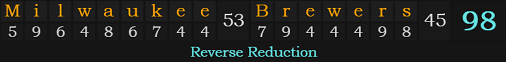 "Milwaukee Brewers" = 98 (Reverse Reduction)