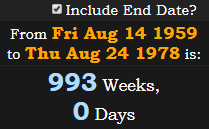 993 Weeks, 0 Days