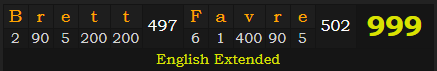 "Brett Favre" = 999 (English Extended)