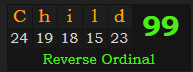 "Child" = 99 (Reverse Ordinal)