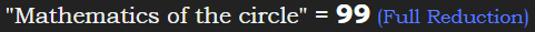 "Mathematics of the circle" = 99 (Full Reduction)