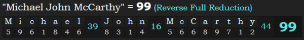 "Michael John McCarthy" = 99 (Reverse Full Reduction)