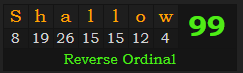 "Shallow" = 99 (Reverse Ordinal)