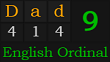 "Dad" = 9 (English Ordinal)