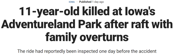 11-year-old killed at Iowa's Adventureland Park after raft with family overturns