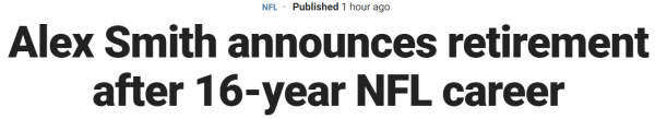 Alex Smith announces retirement after 16-year NFL career