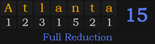 "Atlanta" = 15 (Full Reduction)