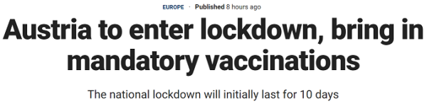 Austria to enter lockdown, bring in mandatory vaccinations
