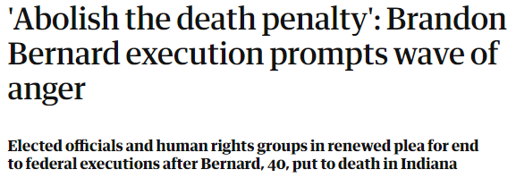 Abolish the death penalty': Brandon Bernard execution prompts wave of anger
