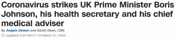 Coronavirus strikes UK Prime Minister Boris Johnson, his health secretary and his chief medical adviser