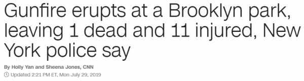 Gunfire erupts at a Brooklyn park, leaving 1 dead and 11 injured, New York police say