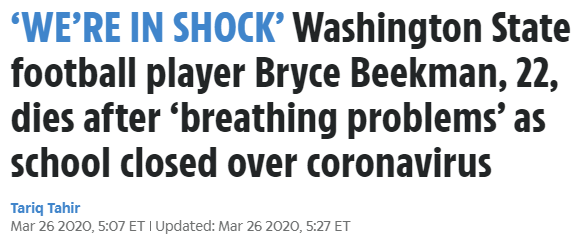 ‘WE’RE IN SHOCK’ Washington State football player Bryce Beekman, 22, dies after ‘breathing problems’ as school closed over coronavirus