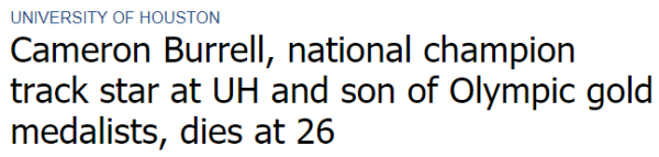 Cameron Burrell, national champion track star at UH and son of Olympic gold medalists, dies at 26