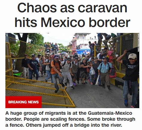Chaos as caravan hits Mexico border