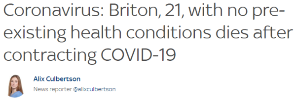 Coronavirus: Briton, 21, with no pre-existing health conditions dies after contracting COVID-19