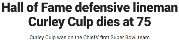 Hall of Fame defensive lineman Curley Culp dies at 75