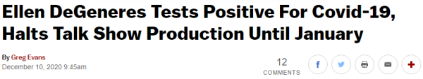 Ellen DeGeneres Tests Positive For Covid-19, Halts Talk Show Production Until January