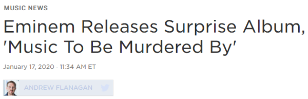 Eminem Releases Surprise Album, 'Music To Be Murdered By'