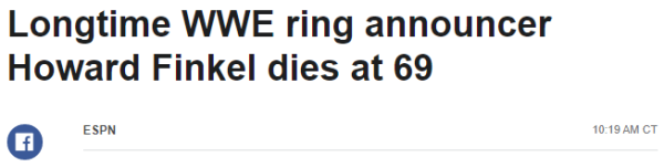 Longtime WWE ring announcer Howard Finkel dies at 69