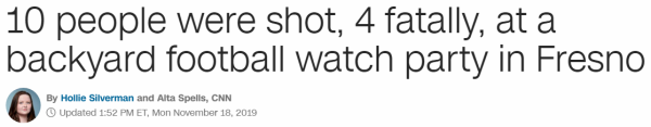 10 people were shot, 4 fatally, at a backyard football watch party in Fresno