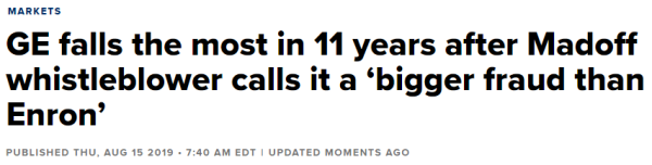 GE falls the most in 11 years after Madoff whistleblower calls it a ‘bigger fraud than Enron’