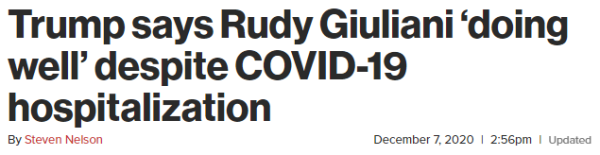 Trump says Rudy Giuliani ‘doing well’ despite COVID-19 hospitalization
