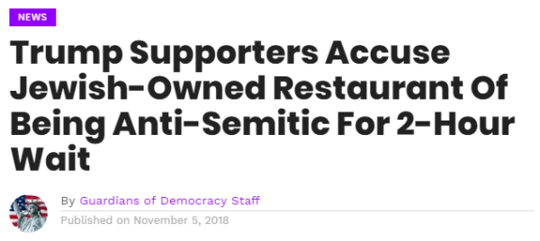 Trump Supporters Accuse Jewish-Owned Restaurant Of Being Anti-Semitic For 2-Hour Wait