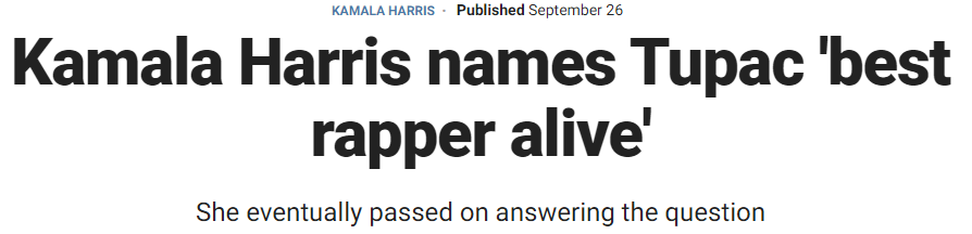 Kamala Harris names Tupac 'best rapper alive'