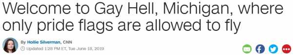 Welcome to Gay Hell, Michigan, where only pride flags are allowed to fly