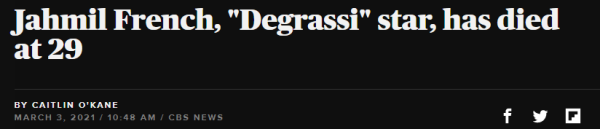 Jahmil French, "Degrassi" star, has died at 29