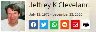 Jeffrey K Cleveland July 12, 1972 - December 23, 2020