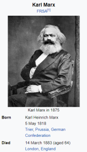 Born Karl Heinrich Marx 5 May 1818 Trier, Prussia, German Confederation Died 14 March 1883 (aged 64) London, England