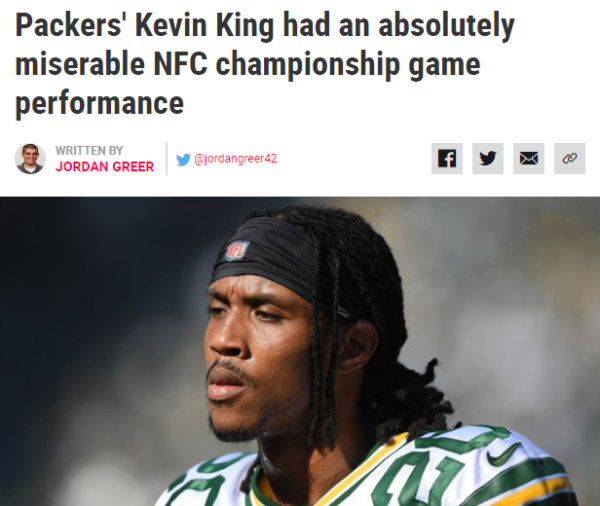 Packers' Kevin King had an absolutely miserable NFC championship game performance