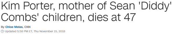 Kim Porter, mother of Sean 'Diddy' Combs' children, dies at 47