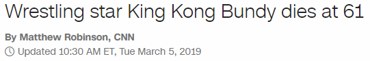 Wrestling star King Kong Bundy dies at 61