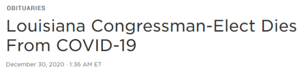 Louisiana Congressman-Elect Dies From COVID-19