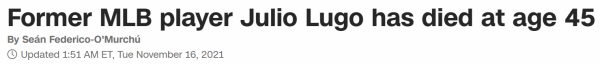 Former MLB player Julio Lugo has died at age 45