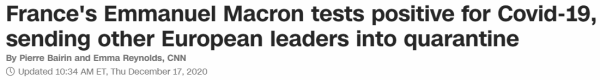 France's Emmanuel Macron tests positive for Covid-19, sending other European leaders into quarantine