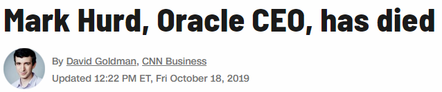 Mark Hurd, Oracle CEO, has died