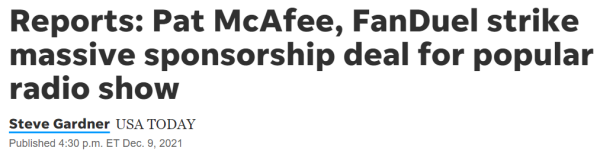 Reports: Pat McAfee, FanDuel strike massive sponsorship deal for popular radio show
