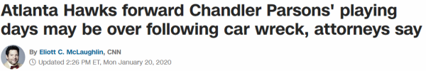 Atlanta Hawks forward Chandler Parsons' playing days may be over following car wreck, attorneys say
