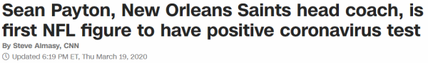 Sean Payton, New Orleans Saints head coach, is first NFL figure to have positive coronavirus test