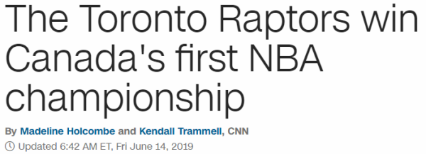 The Toronto Raptors win Canada's first NBA championship