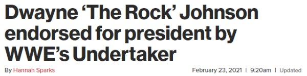 Dwayne ‘The Rock’ Johnson endorsed for president by WWE’s Undertaker